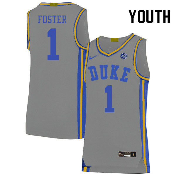 Youth #1 Caleb Foster Duke Blue Devils College Basketball Jerseys Stitched Sale-Gray